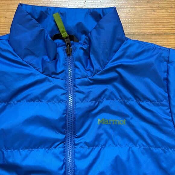 Marmot royal blue puffer full zip high neck boys jacket SIZE XL - Picture 3 of 5